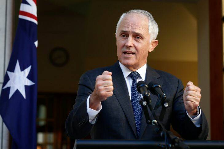 Prime Minister Malcolm Turnbull addresses the media during a press conference at Parliament House in Canberra on Tuesday. Photo: Alex Ellinghausen