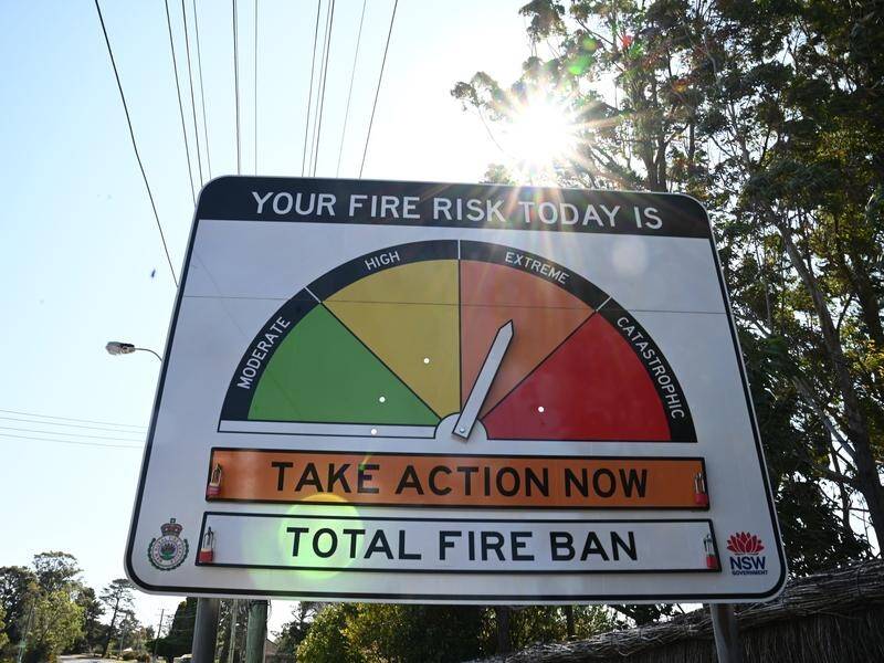 Total fire bans are in place in Sydney, the Hunter, Northern Slopes, North West and the North Coast. (Dan Himbrechts/AAP PHOTOS)