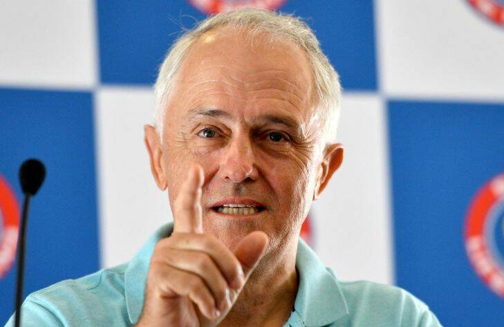 Prime Minister Malcolm Turnbull at North Bondi Surf Life Saving Club in Sydney, Monday, January 1, 2018. (AAP Image/Mick Tsikas)