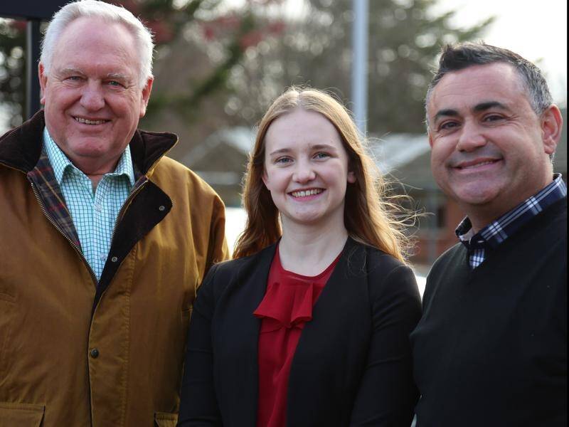 New Nationals candidate for Orange Yvette Quinn (centre), with NSW leader John Barilaro (right).