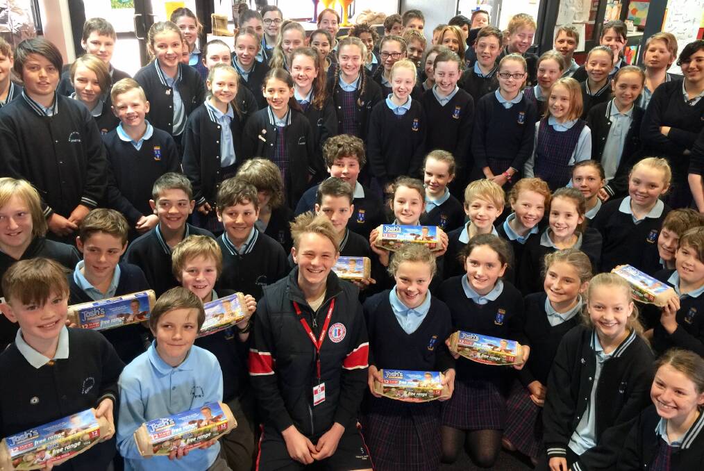 INSPIRING: Josh Murray visiting schools and talking about his egg business.