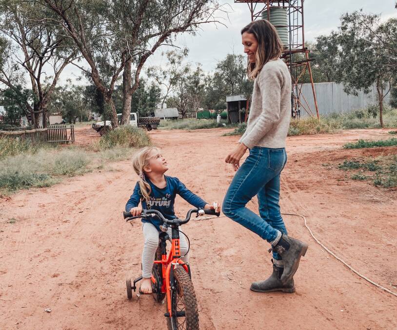 LOCATION IS NO BARRIER: Alix Mace and Primrose on their Walgett farm. Alix recently launched The Rural Women's Collective, which helps rural women connect and access experts in health, business and personal development.