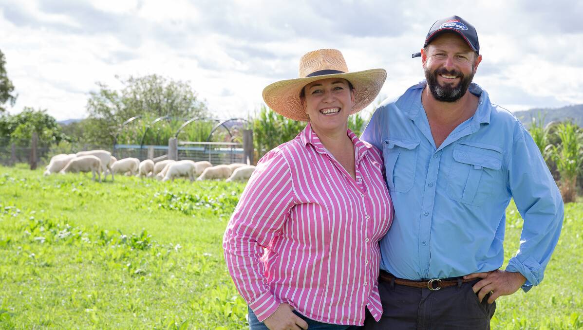 LAMB WITH LOVE: Em and Andrew Yeo, Yeo Farm, Bulahdelah, who supply pasture-finished lamb in their region. Photo: Claudia Gabriel Lim Photography.