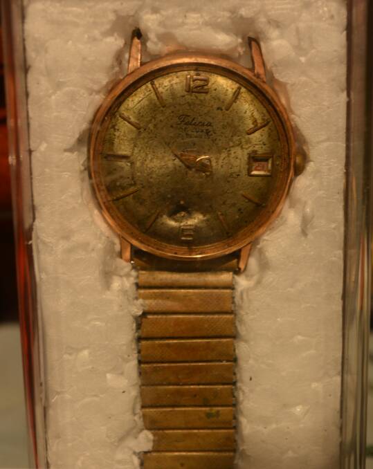 The watch Mr Wilcox was wearing when hit by the exploding mine has dents from where shrapnel hit.