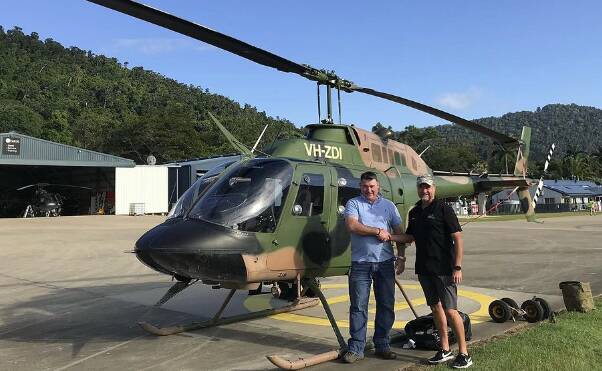 A post on the Helibiz Instagram page on June 30, stating the former military helicopter was bought by NSW man "Nigel" for use in "various adventures around Australia". Picture by Helibiz
