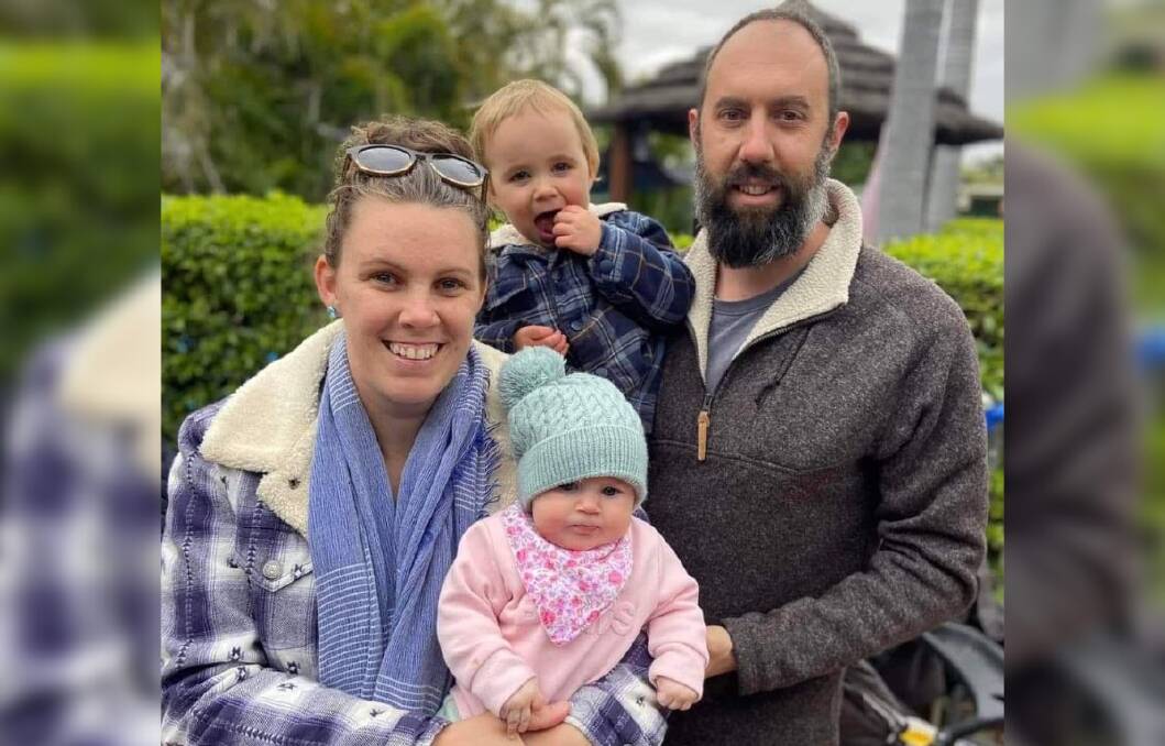 Sonya and Brett O'Connor with their children, four-month old Millie and two-year-old Nate. Photo: Supplied