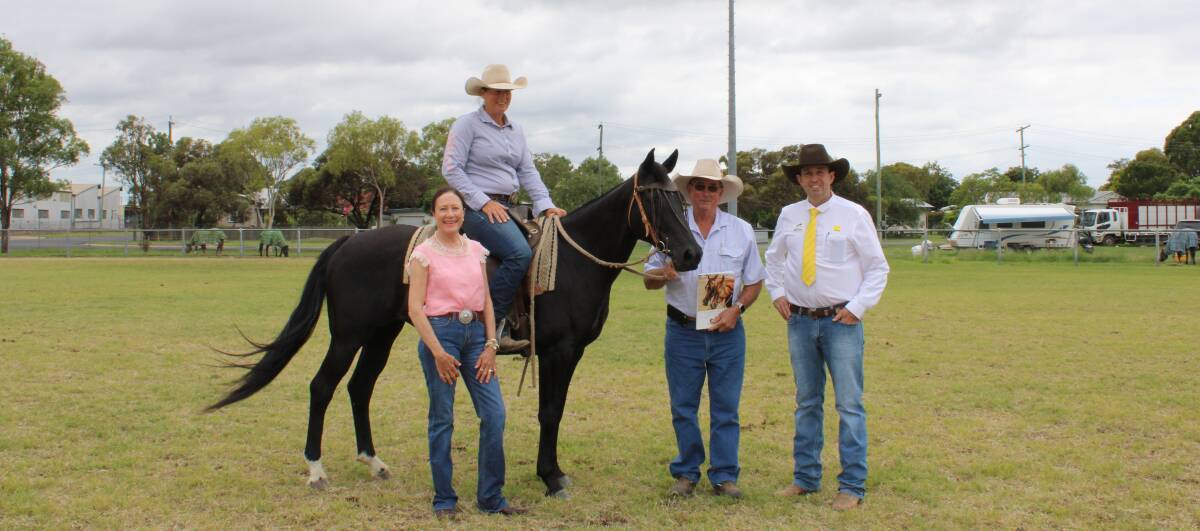 SIMPLY DEVINE: Overall sale topper was the 11-year-old brown/black mare Maula Tilly Devine, a daughter of Hazelwood Conman from Wildrift Ambition, offered by Debbie Gesler, Pittsworth, Qld, and campainged by Kimberley Sammon was bought by Evan and Kim Acton, Millungerera, Julia Creek, Qld, with Paton Fitzsimons. Photo: Helen Walker
