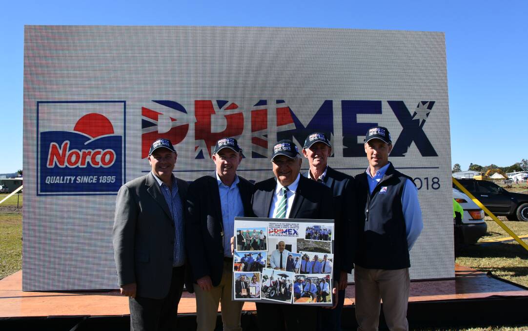 PrimeX director Bruce Wright, Federal Member for Page, Kevin Hogan, Member for Lismore, Thomas George, Richmond Valley Council Mayor Robert Mustow, and Norco Rural general manager, Damon Bailey. 
