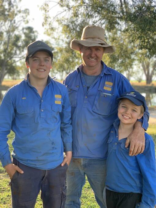 Phil Tonkin, Nilgie Park, Mungindi with sons, Ted (left) and Max (right) have had their hands full with the arrival of cattle from North Queensland. 