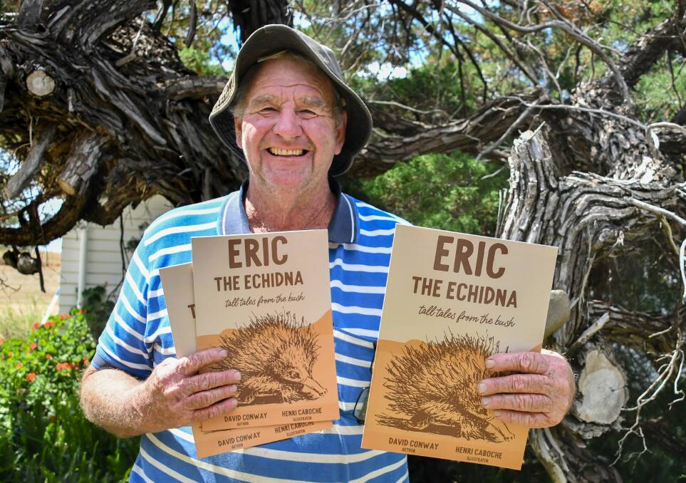 David Conway of Warialda with his book, Eric the Echidna - an amusing take on the story of wildlife during drought. 