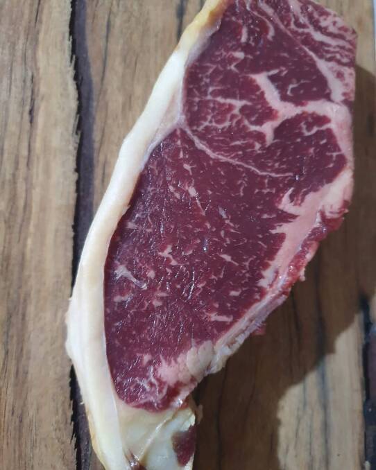 The sirloin from an 11-year-old retired dairy cow after 63 days of dry ageing. 