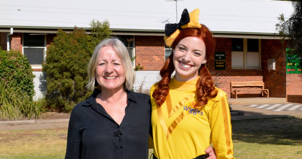 Julia Rennick with Emma Wiggle after her ARIA award nomination announcement. Photo: Supplied