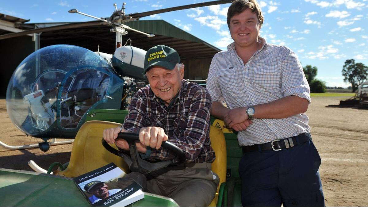 Liverpool Plains farmer Roy Eykamp, pictured with grandson Roy. File photo: Geoff ONeill