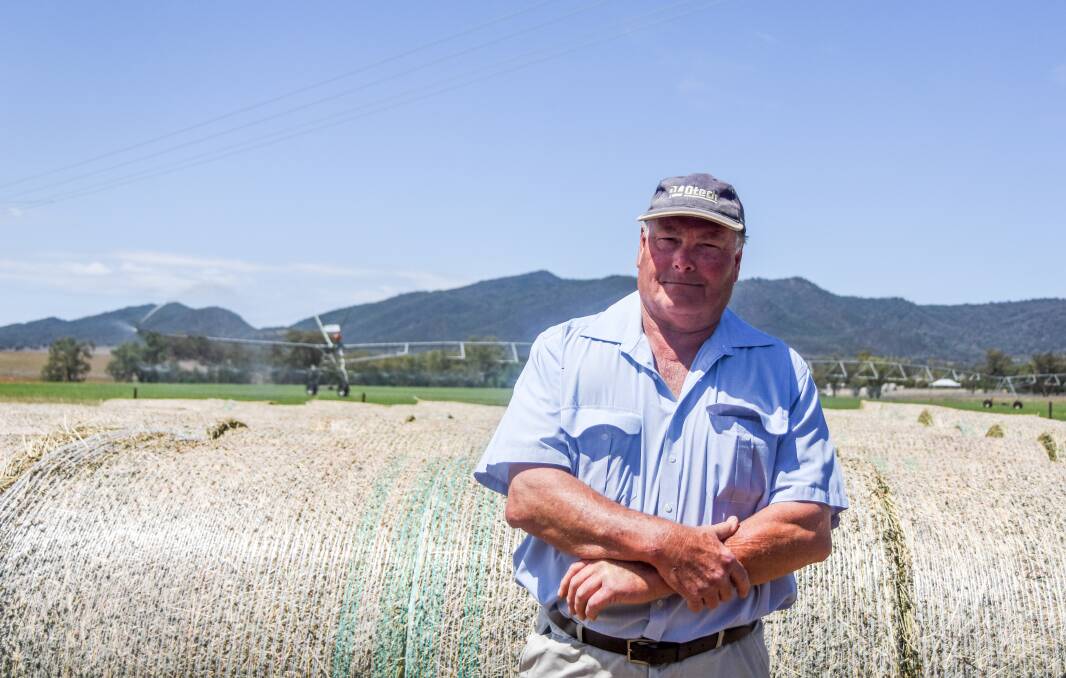 Upper Manilla's David Gee relies on his water allocations to grow lucerne hay, a much needed fodder source for NSW this year. 