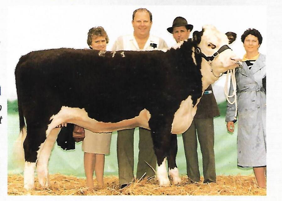 The Hodges family, Baldrudgery, Baldry, sold Baldrudgery Lisa for $160,000 at the show in 1990 to Dennis and Lois Brancourt. Photo: Poll Hereford Journal