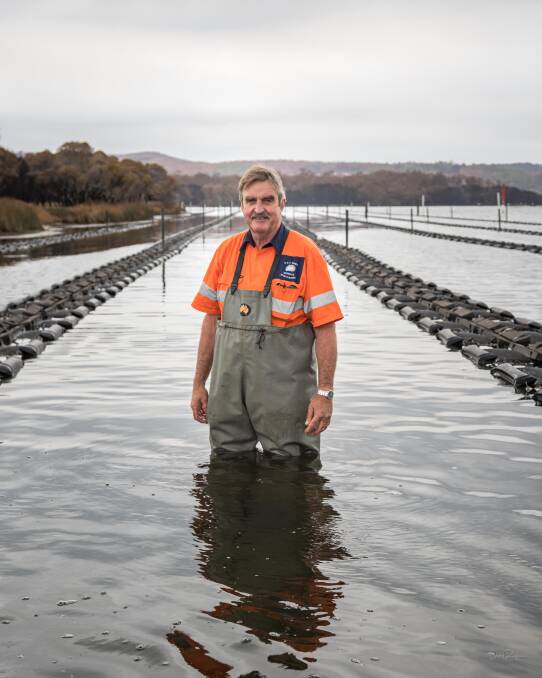 Wonboyn Lake farmers Kel Henry and his wife Caroline farm about 10 hectares and produced 40,000 dozen oysters last year alone. Photo: David Rogers Photography