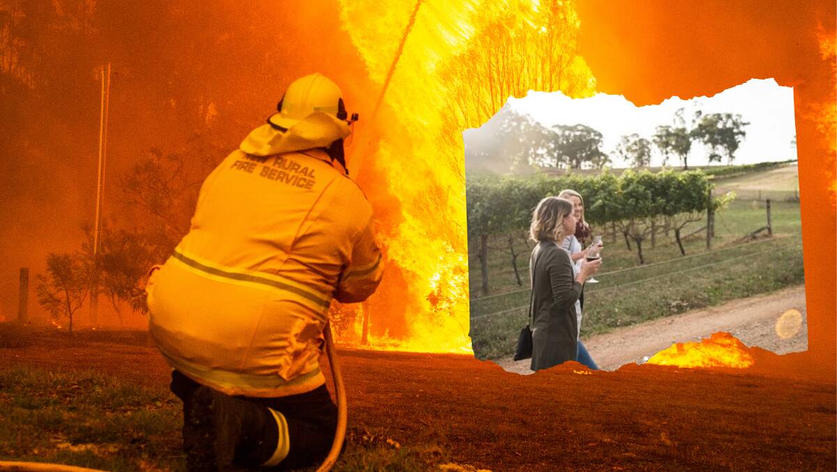 Spend With Them is the campaign supporting business impacted by recent bushfires including Ringer Reef Winery (inset). Main photo: DION GEORGOPOULOS