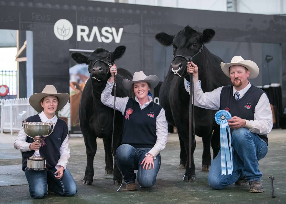 Annie Pumpa in action parading cattle (centre). Photo: Supplied