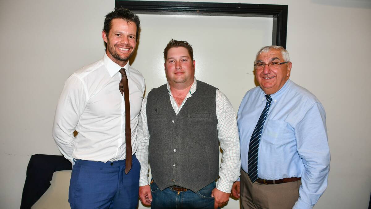 Presenting the Arthur Rickards Youth Scholarship was his son, Gareth Rickards, with winner Hayden Green, and ARCBA chair Thomas George.