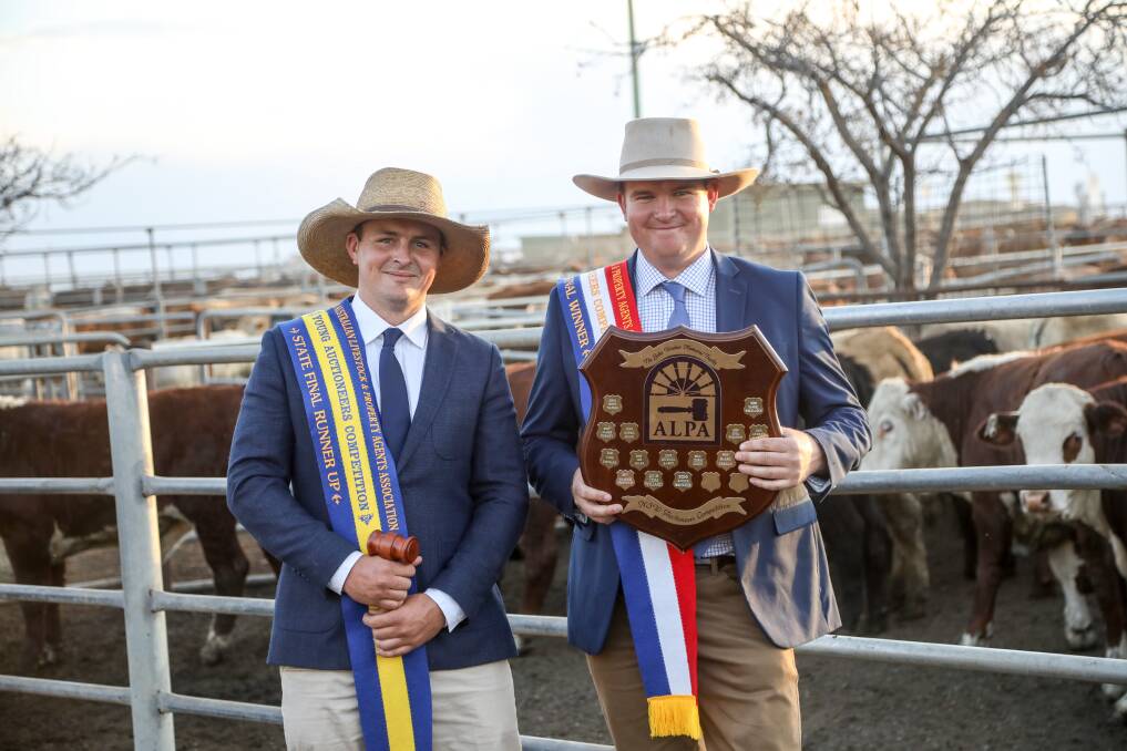The ALPA NSW Young Auctioneers Competition runner-up Sam Smith, Kevin Miller Whitty Lennon and Company, Forbes, and winner Ben McMahon, Lehman Stock and Property, Inverell. Photos: Lucy Kinbacher