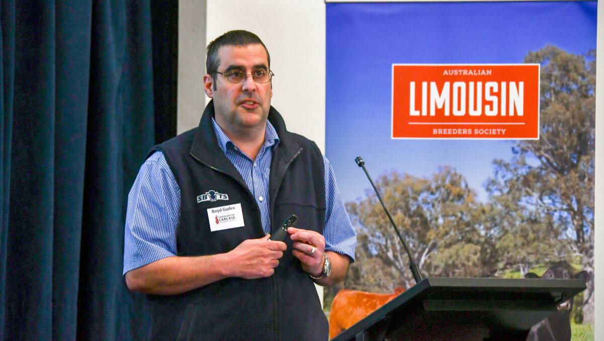 Southern Beef Technology Services technical officer Boyd Gudex speaks at the Capitalise on Carcase conference. 