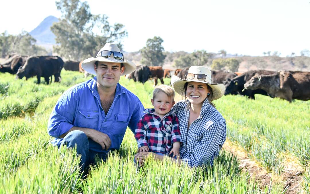 Nick and Alex Anderson with their son Ollie of Newstead Pastoral Company, Mullaley, sold all of their breeding herd to create a more flexible business. Pictures: Lucy Kinbacher 
