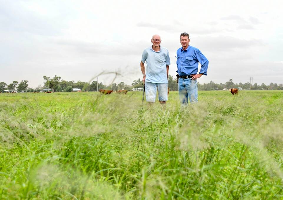 Narrabri's Doug Jamieson and his manager Jason Simpson in some of their Narrabri country. 