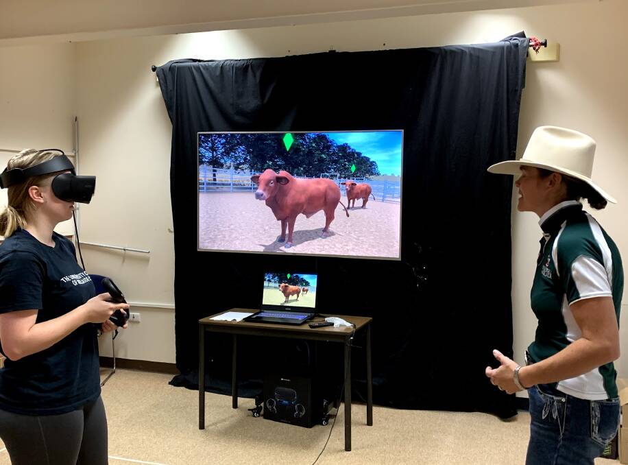 Students at the University of Adelaide engaging in an animal handling VR experience. Photo: Think Digital 