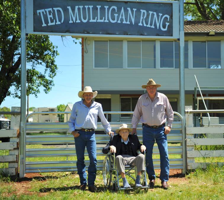 Guyra Campdraft Club president Kevin Davidson and hardworking committee member Doug Ferris with Ted Mulligan. Photos: Donna Davidson 