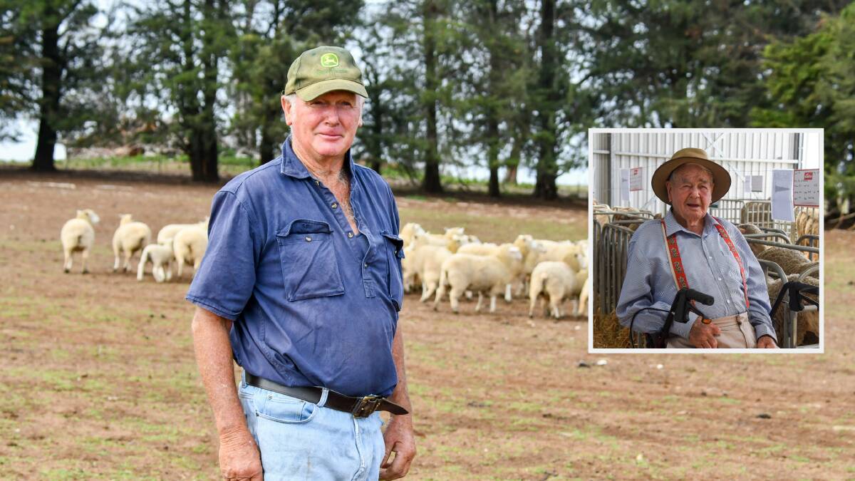 Guyra's John Presnell supplied 52 lambs to this year's Guyra Lamb and Potato Festival. Inset: Frank Presnell who founded the festival. 