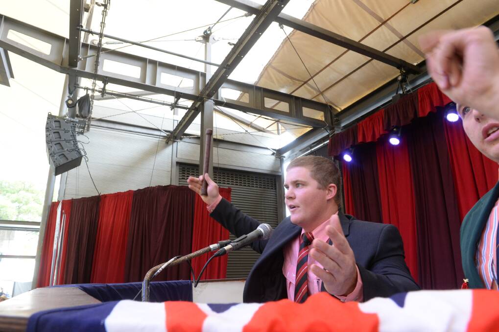National 2018 ALPA Young Auctioneers Competition winner Sam Gemmell, Elders Cootamundra, during last year's finals at the Sydney Royal Show.