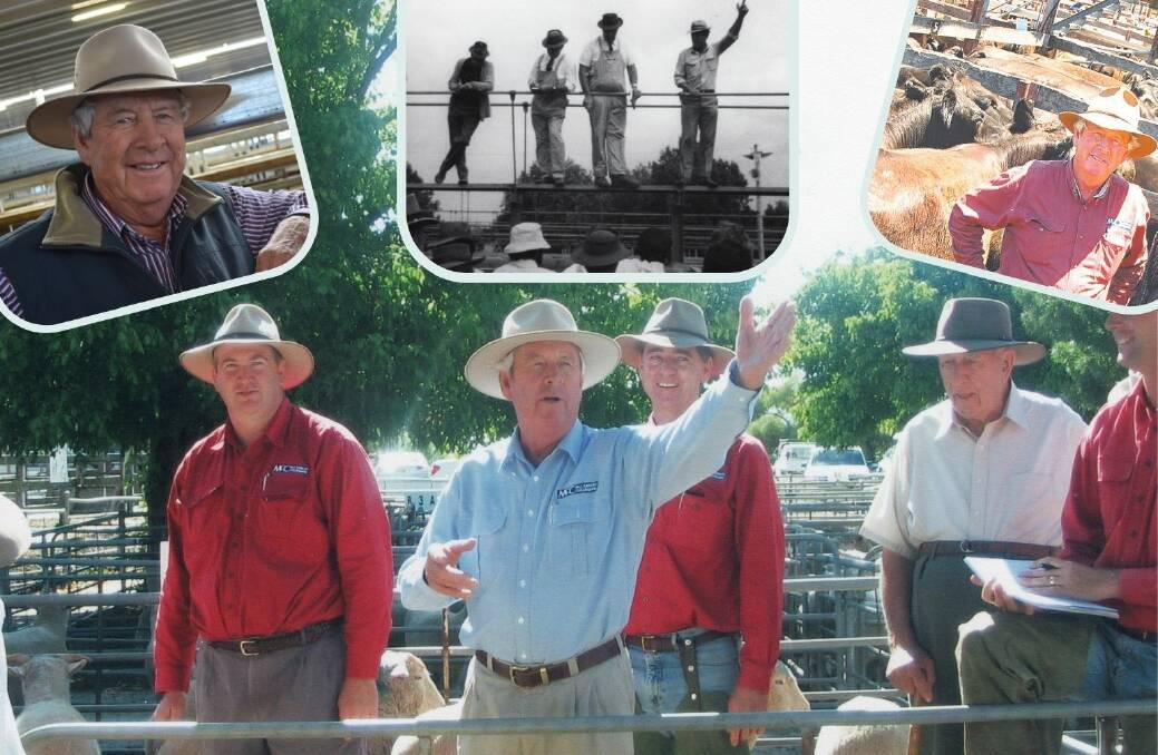 The many faces of Brian Cullinane, including (main image) selling the last pen of lambs at the Orange saleyards in 2008.