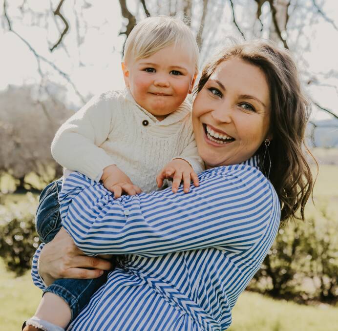 Stephanie Trethewey with her son, Elliot, while pregnant with her daughter, Evie.