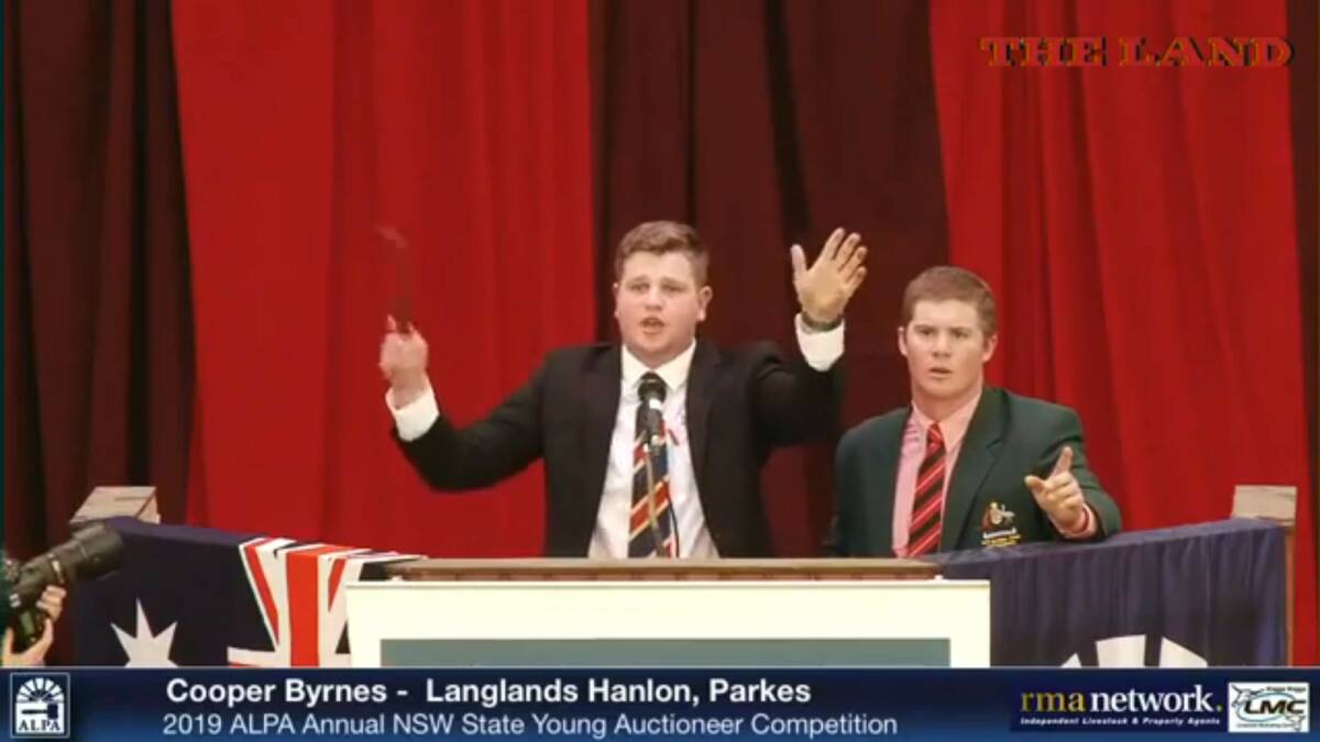 The 2019 ALPA NSW Young Auctioneers Competition runner-up Cooper Byrnes, Langlands Hanlon, Parkes.