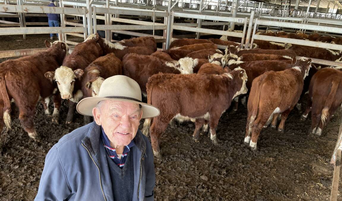 Des Redmond, Kooralbyn, Orange, bought 249 kilogram Hereford steers for $800 a head at Carcoar store cattle sale last Friday. Picture by Karen Bailey.