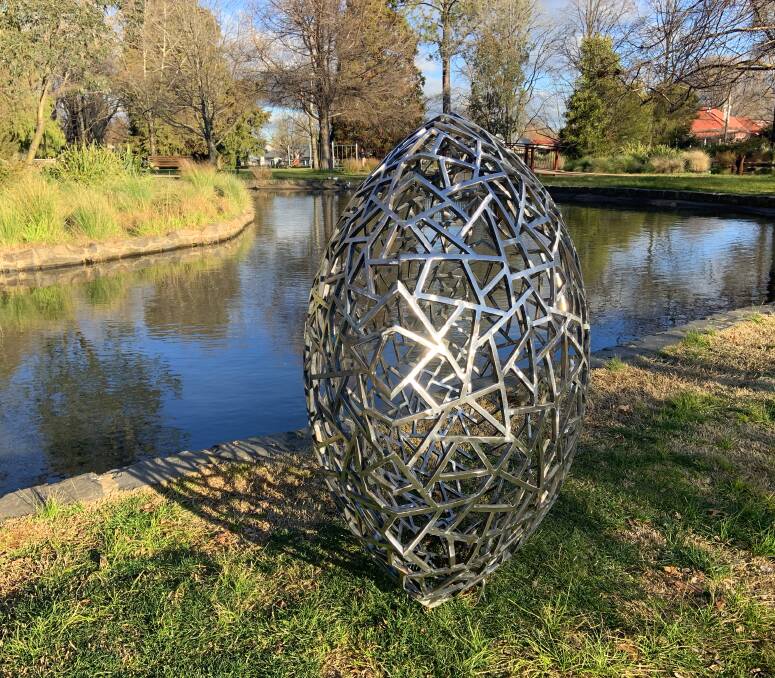 Designed and manufactured for Mudgee's Sculptures in the Garden by Eden and Carl Plaisted, Flux is made from mild steel.