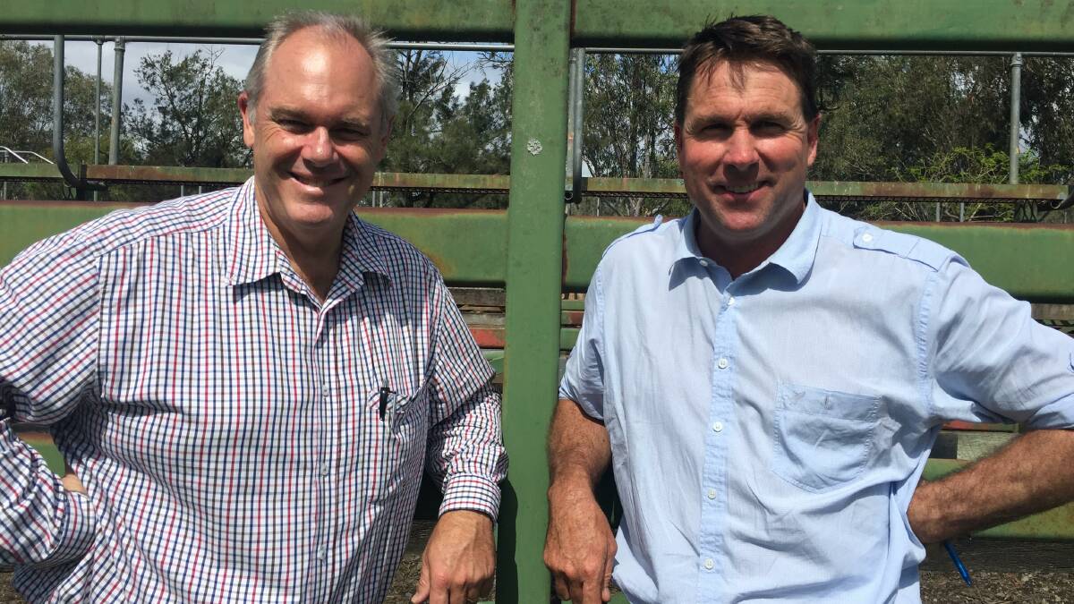 Primex Field Days director Bruce Wright and Ben Maher from B-Feeders, Warwick, Queensland. 