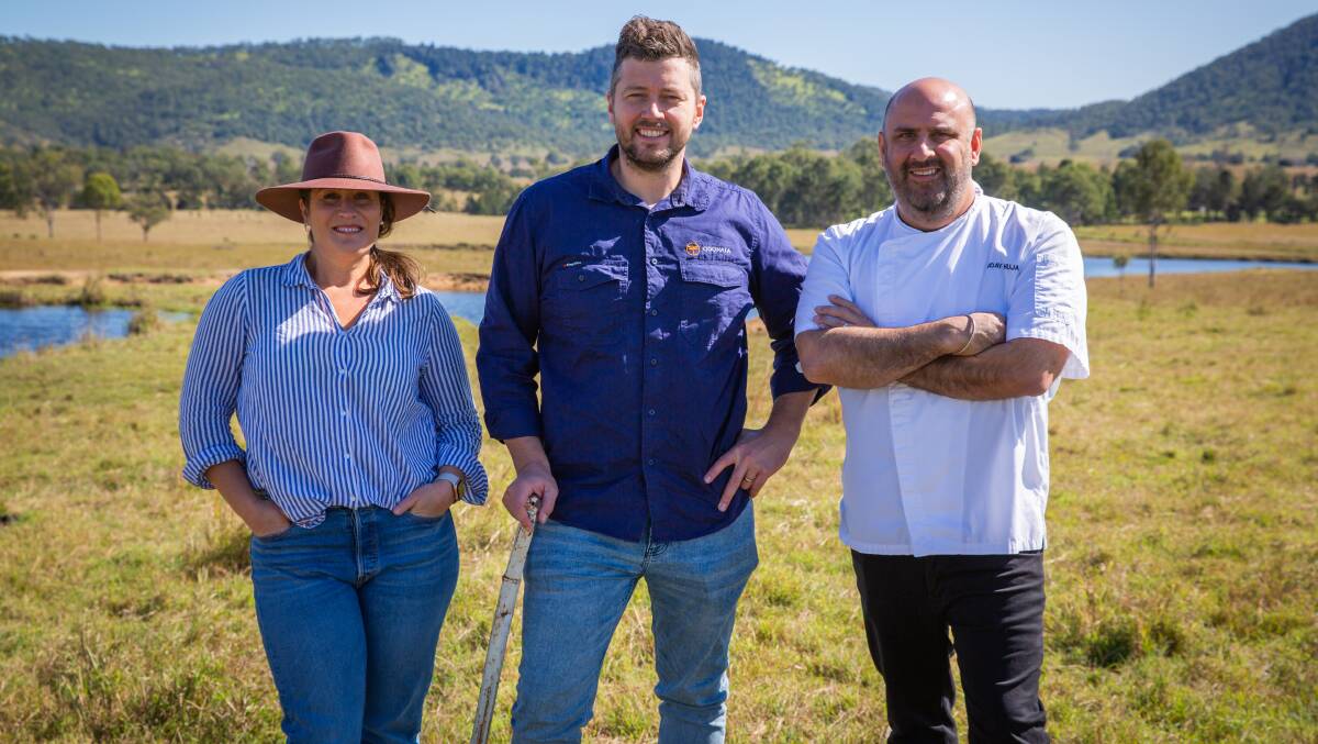 The Star Entertainment Group's head of sustainability, Amanda Visser, Odonata Foundation CEO Sam Marwood, and Star's Gold Coast executive chef Uday Huja. Picture - supplied