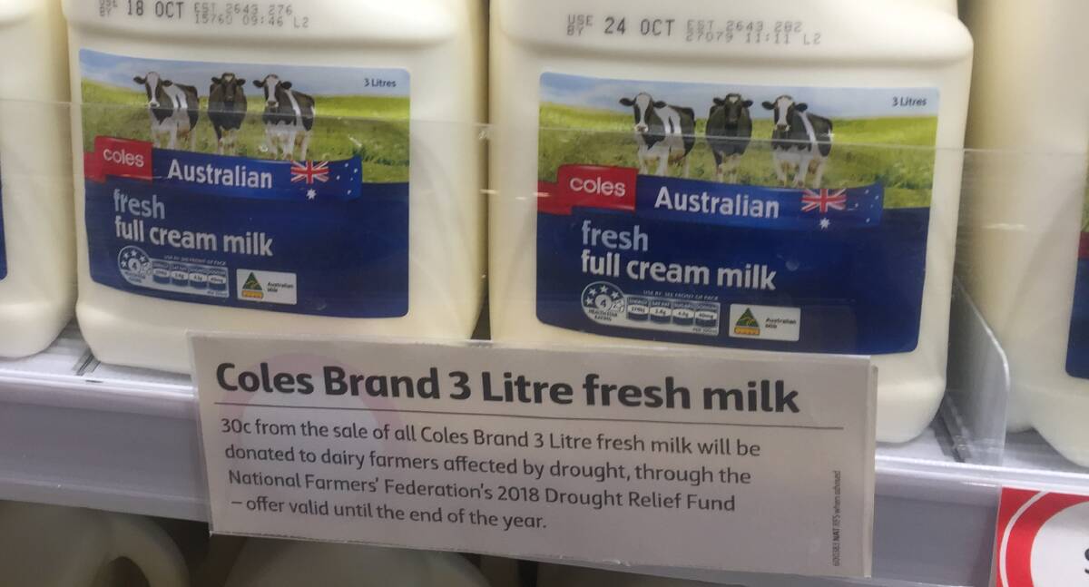 REJECTED: The National Farmers Federation declined to handle drought funds raised from the sale of unbranded milk by Coles.