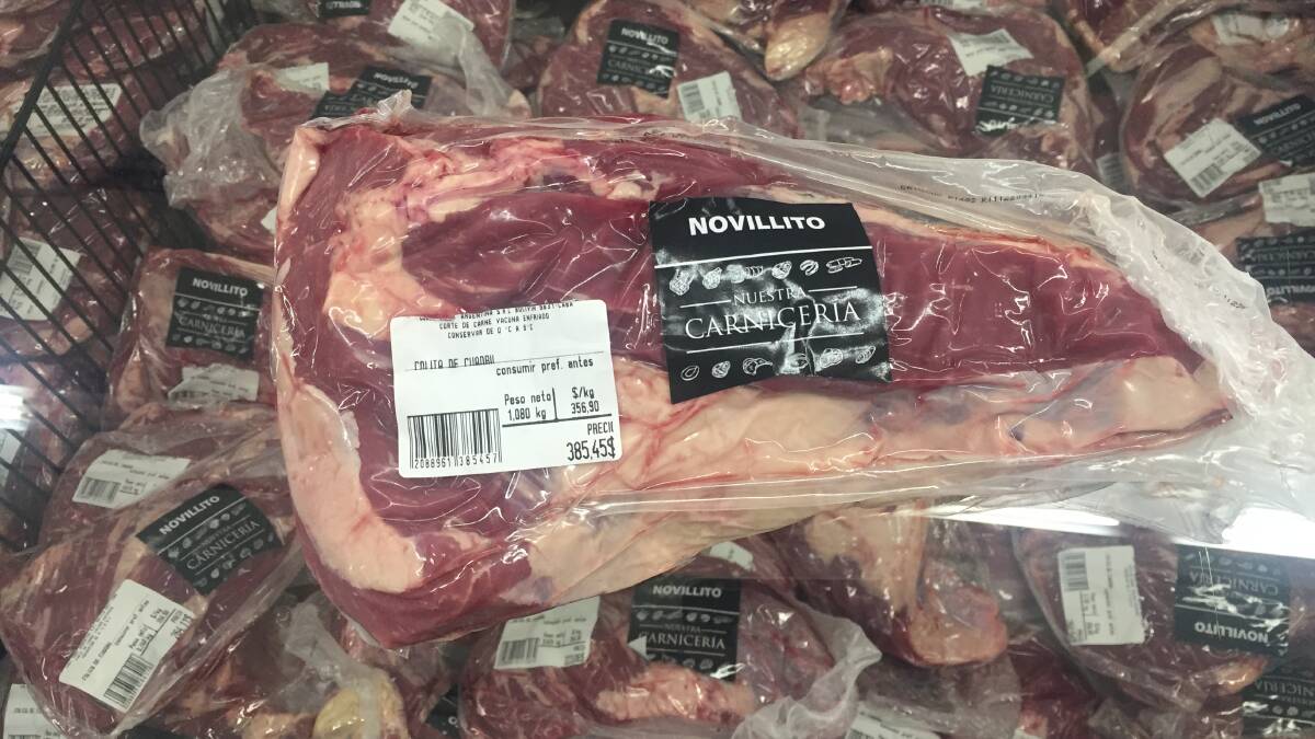 This striploin was on sale for about A$13/kg in a Walmart supermarket in Argentina.