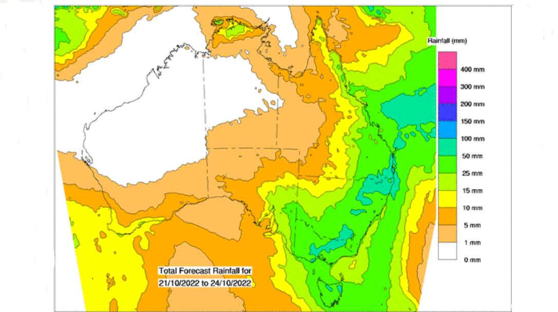 Accumulated rainfall totals for the October 21 to 24 period. Source - BoM 