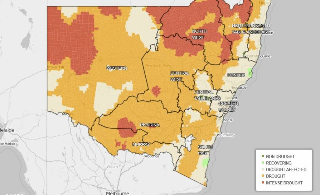 DRY TIMES: The widespread drought across the Central West and NSW. Image: NSW DEPARTMENT OF PRIMARY INDUSTRIES